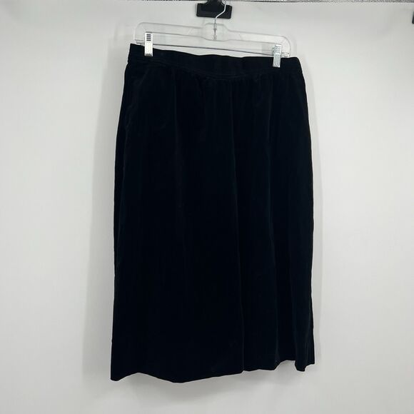 Buffums California Black Velvet Skirt VTG Pockets Rockabilly Gothic Luxury 30” - Picture 1 of 11